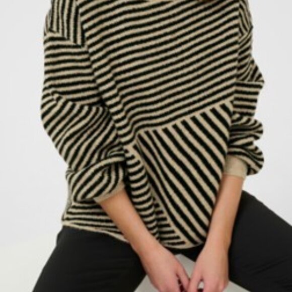 NWT KAFFE crow neck sweater col Feather Gray Melange / Black size large - Picture 7 of 10